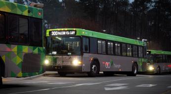 GoTriangle Route 300 bus at night